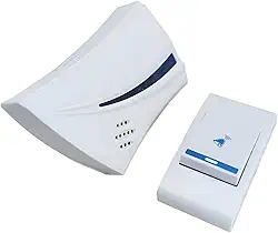 Campainha Sem Fio Residencial, Alcance Longo, Design Moderno, Branco e Azul,100m