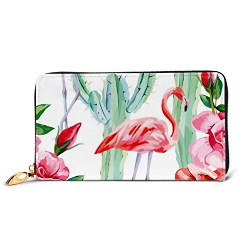 Preisvergleich Produktbild JHGFG Mode Handtasche Reißverschluss Brieftasche Vektor Nahtlose Zusammensetzung Rosa Flamingo Kaktus Telefon Clutch Geldbörse Abendkupplung Blocking Leder Brieftasche Multi Card