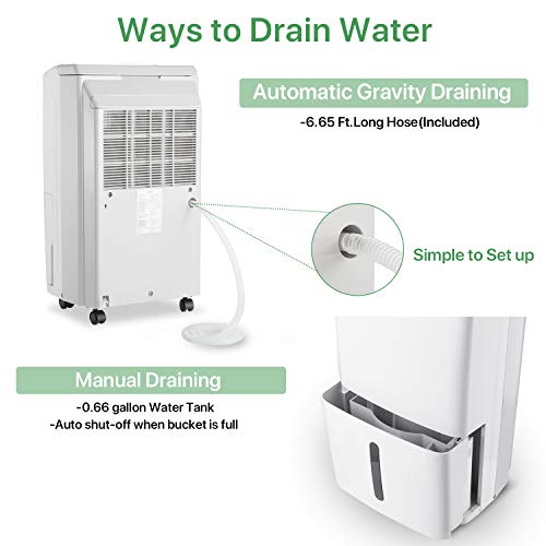 Waykar 40 Pint Dehumidifier for Home Basements Bedroom with Drain Hose and Intelligent Humidity Control, Continuously Removes 5 Gallons of Moisture/Day in Spaces up to 2000 Sq. Ft,New Version