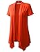 URBANCLEO Womens Draped Open Front Short Sleeve Cardigan Orange 2XLARGE