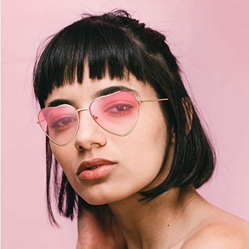 2 paar roze hippie zonnebrillen retro hippie stijl zonnebrillen hippie kostuum zonnebrillen heren dames brillen (ronde en hartvorm) - Image 7