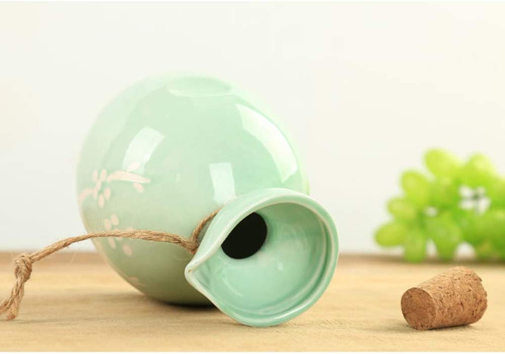 Sake Set Juego de Sake Juego de 5 Piezas de Sake, Tazas de cerámica con Textura de Esmalte Blanco, para té frío/cálido/Shochu/té, Familiares y Amigos, Cian 1111