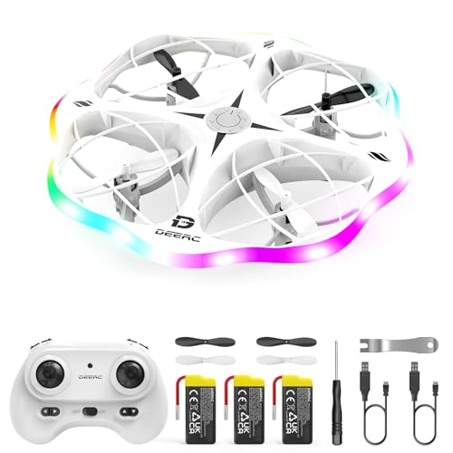 DEERC D13 Mini Drone para Niños con Evitación de Obstáculos, 6 Modos LED, Pequeño Juguete UFO Fácil con 3 Baterías para Largo Tiempo de Vuelo, Lanzamiento para Despegue, Flips 3D, Regalo de Cumpleaños