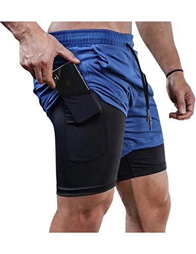 COOFANDY Men's 2 in 1 Active Short Elasticity Lightweight Quick Dry Jogger Shorts