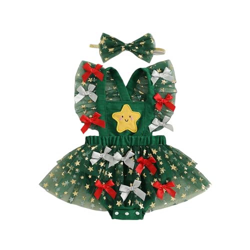 Baby Christmas Outfit Girl Newborn Infant Onesie Santa Tree Sleeveless Jumpsuit Cute Girl Christmas Clothes