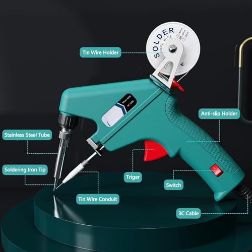 Image of Soldering Iron Kit, 60 W 220 V Soldering Gun Kit with 10-In-1 Soldering Guns Tool, Solder Machine with Wire, Iron Gun, One-Handed Operation Soldering Iron Kit for Welding and Repairing