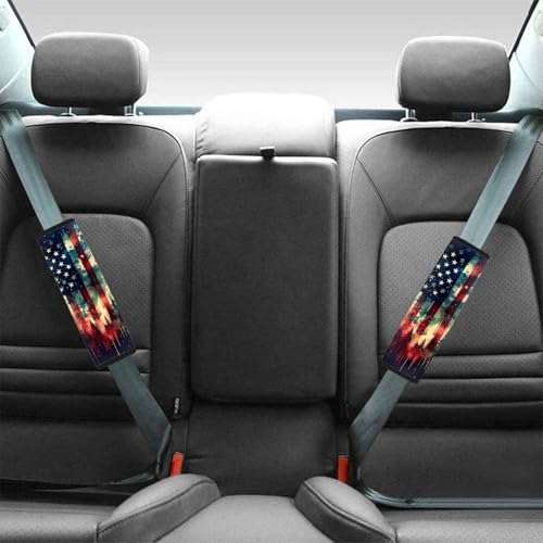 Image of AFPANQZ American Flag Painting Car Seat Belt Pads Covers Harness Vehicle for Adults Kids 1 Pair /Set Safety Seatbelt Cushion Pad Cute Shoulder Straps Pads for Bags
