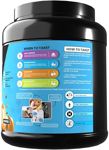 Nutrimuscle Massive Weight Gainer - 1 Kg - Coffee Flavour For Weight & Mass Gain - Contains Complex Carbohydrates