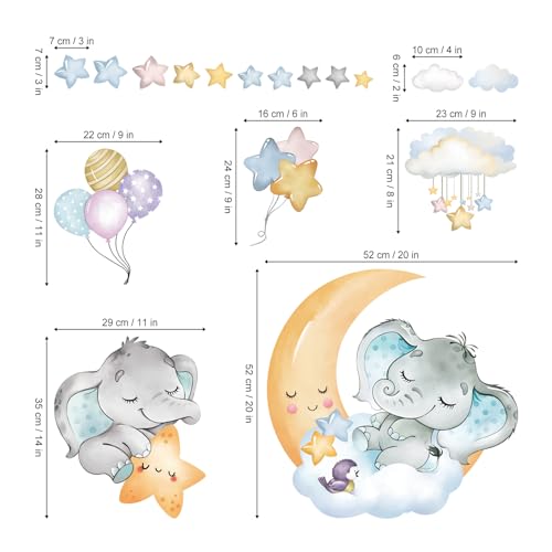 Vinilos Decorativos Infantiles Elefantes y Luna Fufuquare miniatura 4
