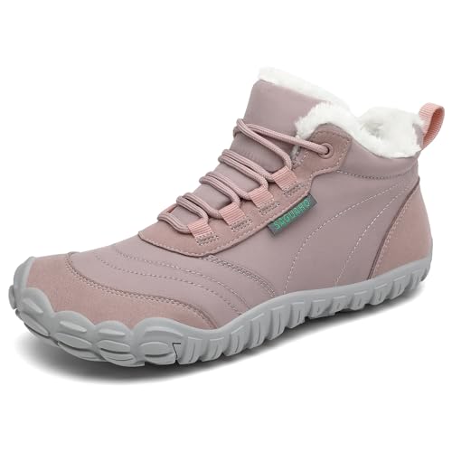 SAGUARO Botas Mujer Invierno Botines Hombre Cálido Botas para Nieve Botines Outdoor Barefoot Zapatos Invierno Zapatillas Minimalistas Rosa,EU Gr.39