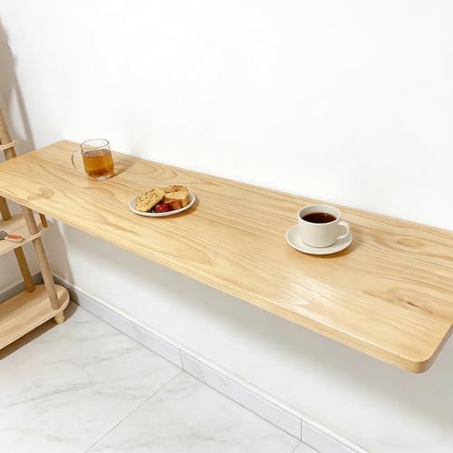 Table pliante murale rabattable bois massif bureau suspendu - 5