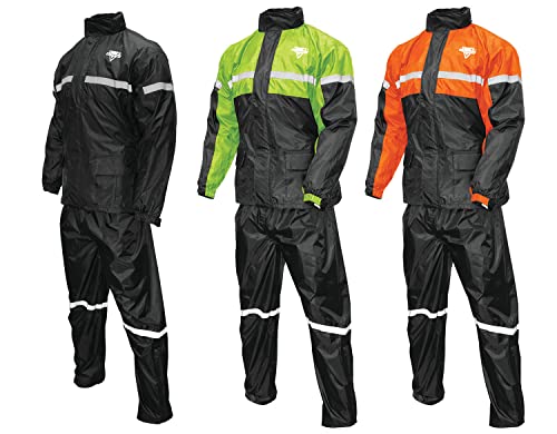 Nelson Rigg Stormrider Rain Suit; 100% Waterproof, Pants And Jacket Included With Reflective Striping (Black, X-Large) #TOP10