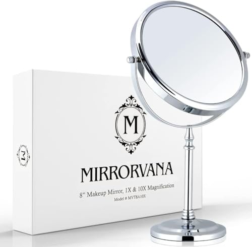 OVENTE Specchio Da Tavolo Per Trucco - 18 Cm - Doppio Lato 1x / 7x Ingrandimento - Design Elegante Vintage O Glamour (Bronzo Antico)