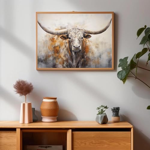 Tableau sur toile Longhorn 60x90 cm avec cadre intérieur de décoration