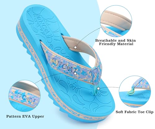 Image of ONCAI Flip Flops for Women, Fashion Printed Platform Sandals Woman with Arch Support Yoga Mat Cushion, Lightweight Summer Beach Outdoor Chunky Non-Slip Rubber Soles US Size 5-11