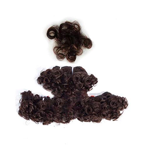 Peruvian Virgin Hair Short Bouncy Curly Human Hair Weave Bundles 3 Pieces 6 Inches 119 Grams Light Brown Colour