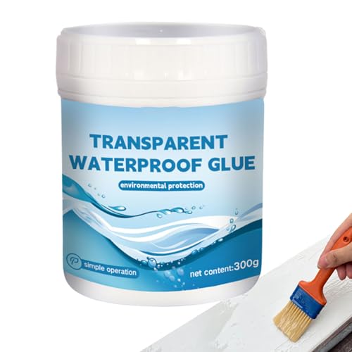 Adhesivo Impermeable Transparente - Sellador Transparente Resistente al Agua De 300g - Agente de Reparación Fuerte con Guantes y Cepillo Incluidos para Uso en Paredes, Ducha, Exterior, Baño, Jardín y