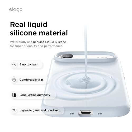 Image of elago for iPhone Air Case, Premium Magnetic Silicone Case, Compatible with MagSafe, Liquid Silicone Material, Protective Cover, Shockproof, Slim Phone, 6.5 inch (Light Blue)
