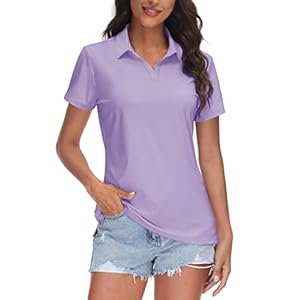TACVASEN Women’s V-Neck Polo Shirts UPF 50+ Short Sleeve Sun Protection Quick Dry Golf Polos Collared Shirt