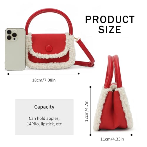 Lanpet Women Plush purse Soft Winter Fluffy Fuzzy Plush Top Handle Purse and Handbag With Long Shoulder Strap4