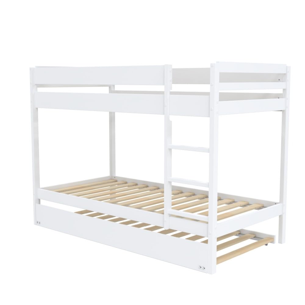 WEBER INDUSTRIES Lit Superposé Wally 90x190, Blanc | 2 Sommiers, 1 Lit Tiroir