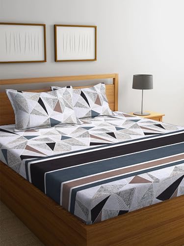 Image of Jashan Elastic King Size Fitted bedsheets with 2 Pillow Cover | King Size bedsheets | 100% Glace Cotton | Fitted bedsheet Cotton King 72 inch x 78 inch inches (Double Elastic Bedsheet, Black)