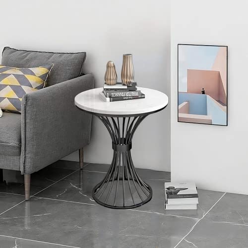 Image of Round Coffee Table Side Table Modern Home Decor Tea End Table for Living Room Bedroom and Balcony (Black White)