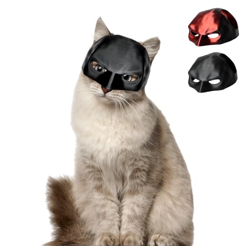 Aomig Máscara divertida de morcego, máscara Batman para gato, máscara de gato Batman, máscara de cosplay de morcego para gatos, para decoração de Halloween e se divertir todos os dias, preto - 13 cm