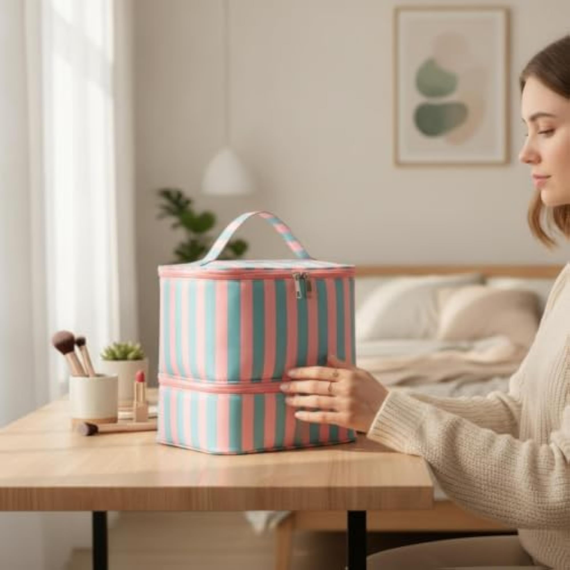 Two-Tier Double-Layer Storage Bag for Organising