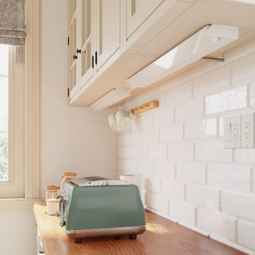 Image of GETINLIGHT 12-Inch Swivel LED Under Cabinet Light, 3-CCT Selectable, White | Choose from 2700K, 4000K, or 5000K. Glass lens, wall-dimmer compatible. Model: IN-0202-1-WH