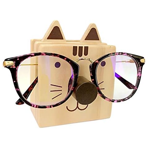 M2Cbridge Funny Wood Eyeglass Rack Display Stand Pencil Storage Glasses Holder (Cat) Cover