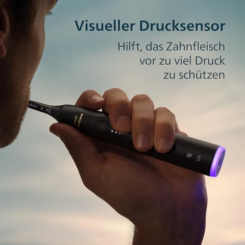 Philips Sonicare Series 6100 Elektrische Zahnbürste – Technologie der nächsten Generation, Drucksensor, 6 Putzeinstellungen, SmarTimer, BrushPacer, 21 Tage Laufzeit, Reiseetui, Schwarz, HX7401/12 5