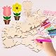 12 Stück Blumen Holzbastelsets für Kinder, Bastelset Kindergeburtstag, Holz Basteln, Blumen aus Holz, Gestalten und als Dekoidee (Style 2)