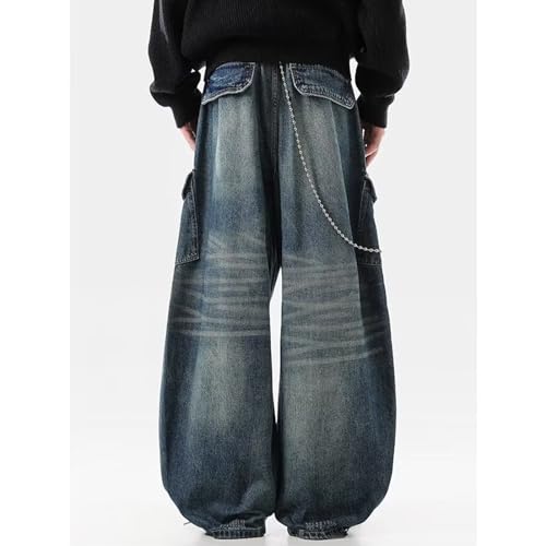 Barrel Jeans Men Super Baggy Cargo Skater Denim Pants Streetwear High Waist Barrel Leg Bottoms Washed Loose Fit Vintage4