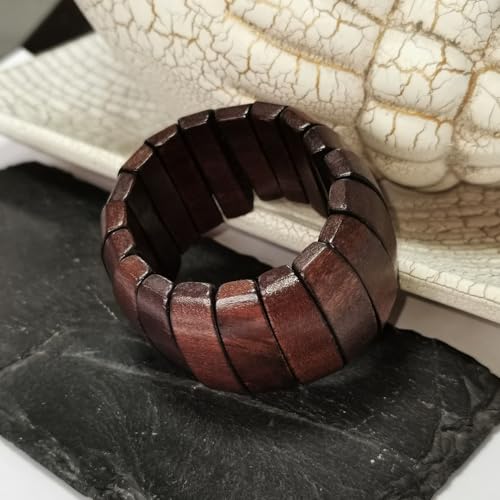 Wide Chunky Wooden Beads Stretch Bangle Bracelet Bohemian Multi-Colored Wood Elastic Ethnic Wristband Cuff Bracelet for Men and Women3
