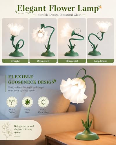 Image of WERFOP Flower Table Lamp Cute Desk Lamp for Bedroom Home Decor