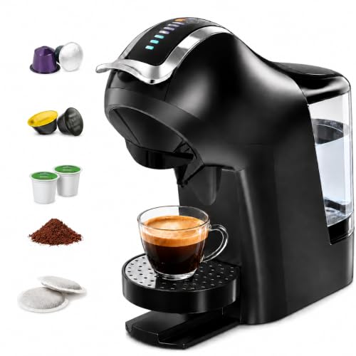 5 in 1 Coffee Maker Single Serve Coffee Machine Compatible with K Cup Nespresso Original Dolce Gusto ESE 44mm Pods and Ground Coffee Touchscreen 7 Cup Sizes Arc Pro