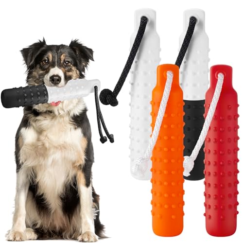 Blueweenly 4 Pcs Dog Bumper Toy for Water Retrieving Plastic Puppy Training Dummy Dog Float Toy Lightweight for Float on The Water Pool Outdoor Training Hunting Fetching (Multicolor)