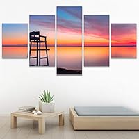 SIGNWIN 5 Panel Canvas Wall Art Landscape Ocean for Home Decorations Ready to Hang - 60
