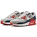 Nike Air Max 90 Men's Shoes (DM0029-005, Light Smoke Grey/Armory Navy/Fire Red/Phantom) Size 8