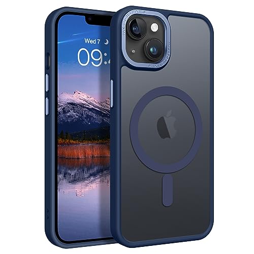 Image of BENTOBEN Magnetic for iPhone 13 Case & iPhone 14 Case [Compatible with Magsafe] Translucent Matte Phone Case iPhone 13 /14 Slim Thin Shockproof Women Men Protective Cover for iPhone 13 /14, Navy Blue