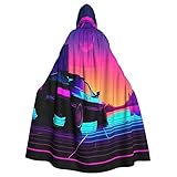 DURAGS Capa de disfraz unisex de palmera de verano, una capa de vampiro versátil para Halloween y eventos de juego de rol, Fotos Retrowave, talla única