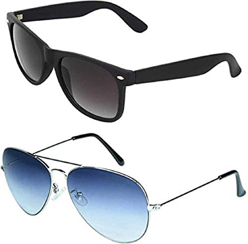 Image of UV-Protected Unisex Wayfarer And Aviator Combo Pack Of 2 Sunglasses