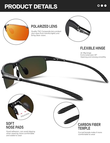 Image of BIRCEN Carbon-Fiber Polarized Sunglasses for Men: 0.74 oz & UV Protection