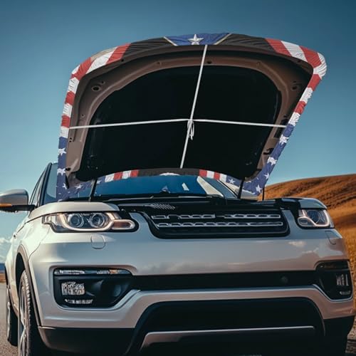Image of Eagle Automotive Hood Cover for Cars Sedans Washable Car Hood Cover 250 Years USA Flag Car Front Hood Cover Car Hood Cover Wrap 4th of July Decorations
