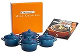 Le Creuset Set of 4 Mini Cocottes with Cookbook, Marseille