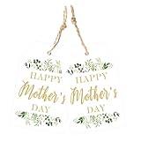 joycraft Gift Tags for Mother's Day - 100PCS Floral HangTags with String, Gold Paper Labels, Party Decoration Craft Tags for Mom's Birthday Gift Wrap(3.3*2.1)
