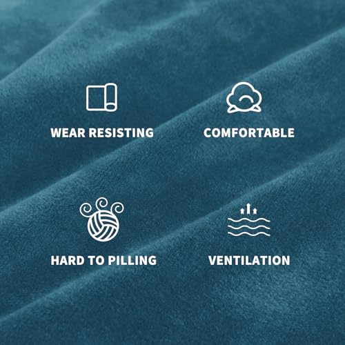Image of ZNSAYOTX Stretch Velvet Recliner Cover 4-Pieces, Thick Soft Recliner Chair Slipcover with Pocket, Non-Slip Elastic Bottom for Kids Pets, Luxury Plush Reclining Protector Comfy Washable (Peacock Blue)