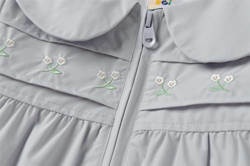 Mud Kingdom Girls Jacket Peter Pan Collar Floral Embroidery Outerwear Zipper Elastic Cuffs Tops3