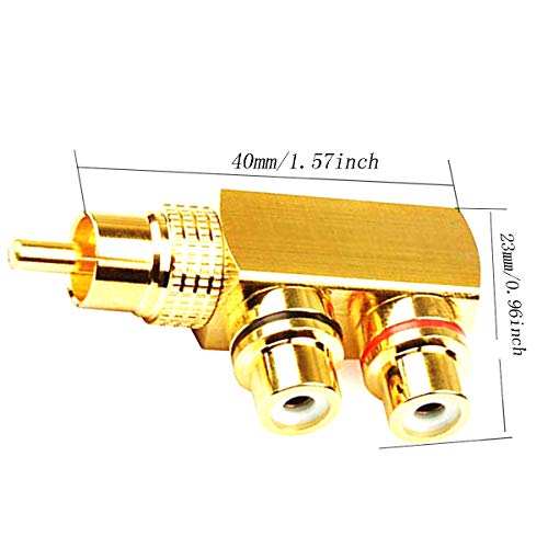Pack de 2 adaptadores RCA macho a 2 RCA hembra ángulo derecho miniatura 4